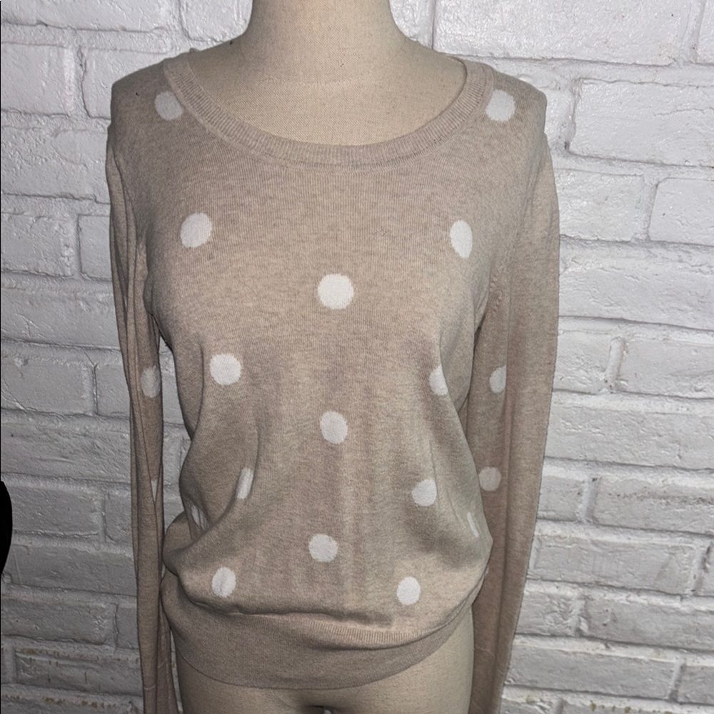 Gap Polka Dot Sweater - Tan and White size S